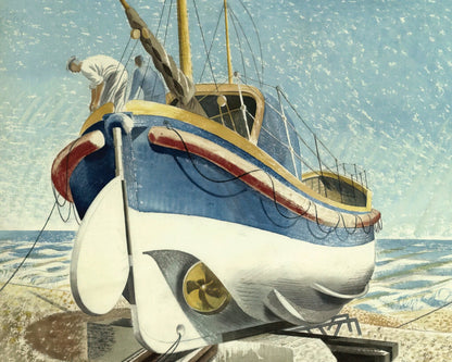 Eric Ravilious "Lifeboat at Aldeburgh" (c.1938) - Mabon Gallery