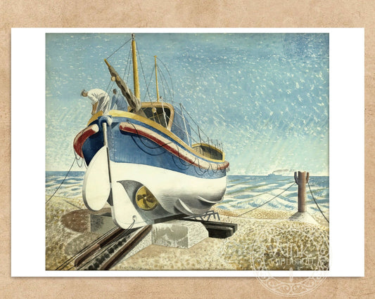 Eric Ravilious "Lifeboat at Aldeburgh" (c.1938) - Mabon Gallery