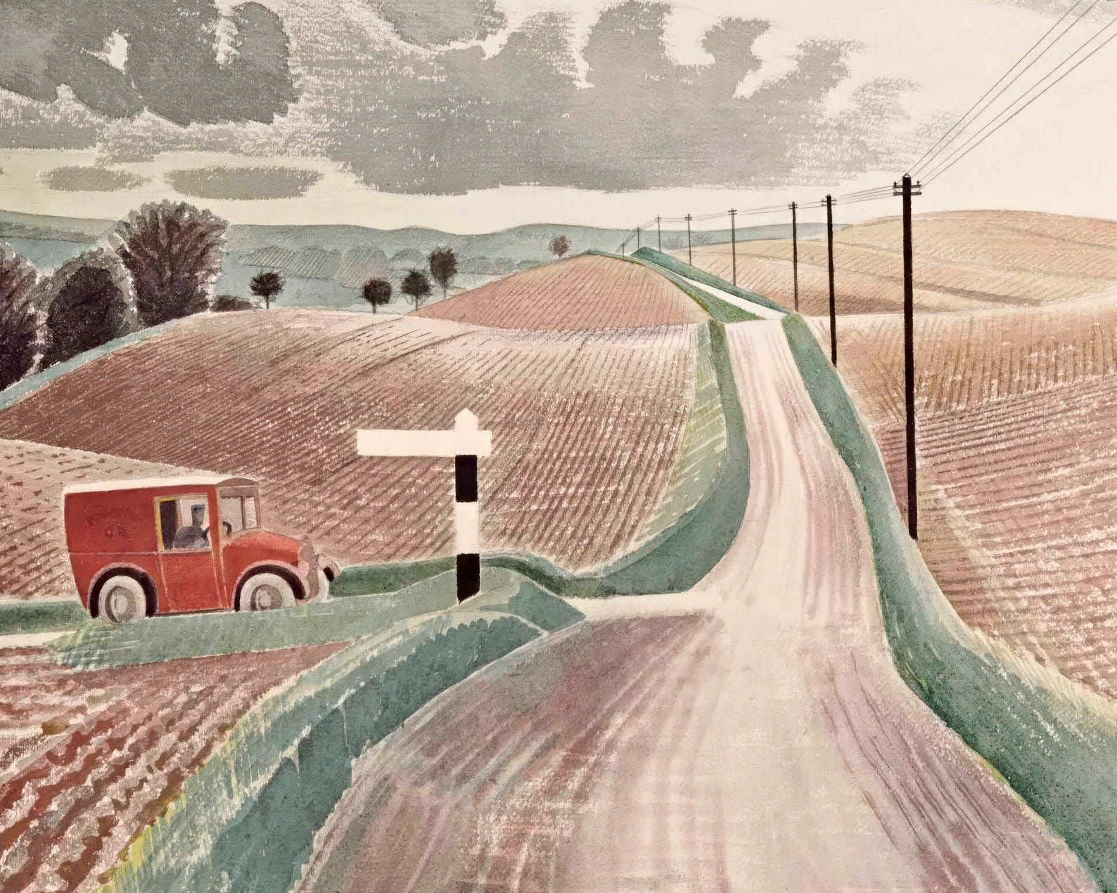 Eric Ravilious "Wiltshire Landscape" (c.1937) - Mabon Gallery