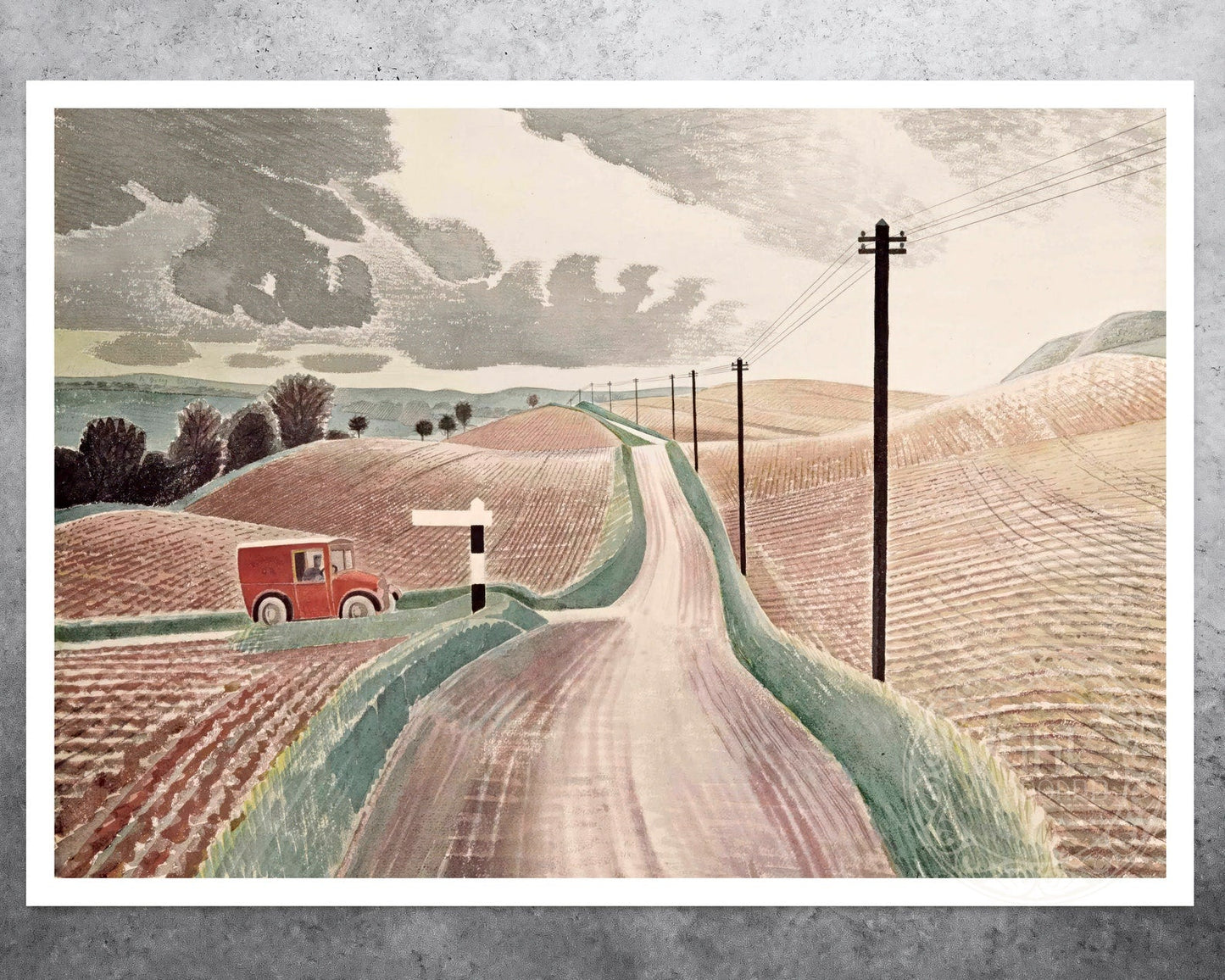 Eric Ravilious "Wiltshire Landscape" (c.1937) - Mabon Gallery