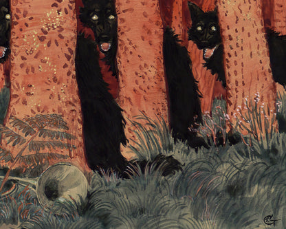 Eugène Grasset "Drei Frauen und drei Wölfe" (c.1892) - Mabon Gallery