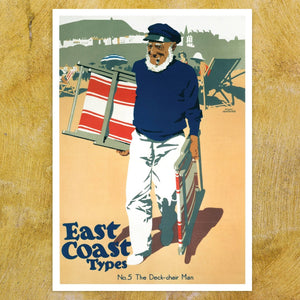 Frank Newbould "East Coast Types: No.5 Deck Chair Man” (c.1931) Vintage Travel Poster - Mabon Gallery