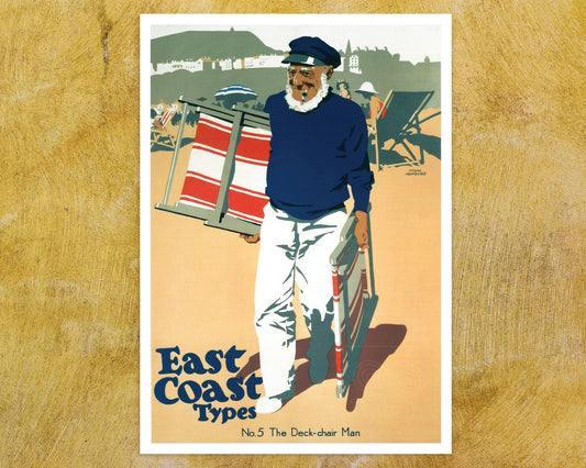Frank Newbould "East Coast Types: No.5 Deck Chair Man” (c.1931) Vintage Travel Poster - Mabon Gallery