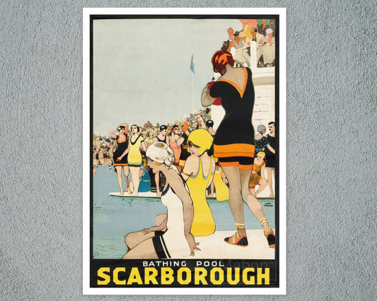 Fred Taylor "Bathing Pool - Scarborough" (c.1910) Vintage Travel Poster - Mabon Gallery