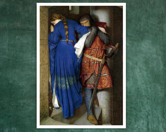 Frederic William Burton "Meeting on the Turret Stairs / Hellelil and Hildebrand" (1864) - Mabon Gallery