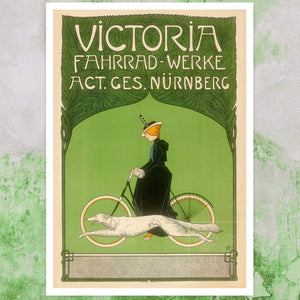 Fritz Rehm "Victoria Fahrradwerke" (c.1900) Vintage Art Nouveau Advertising Poster - Mabon Gallery