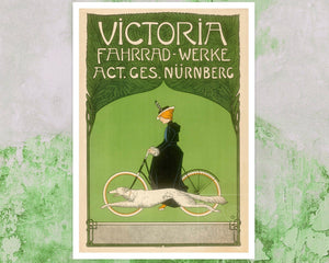 Fritz Rehm "Victoria Fahrradwerke" (c.1900) Vintage Art Nouveau Advertising Poster - Mabon Gallery