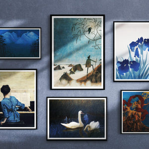 Gallery Wall Collection "Blue Theme” Set of 6 Premium Reproduction Giclée Fine Art Prints. - Mabon Gallery