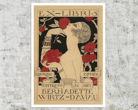George Barbier "Bernadette Wirtz - Daviau" (1926) Ex - Libris / Bookplate - Mabon Gallery