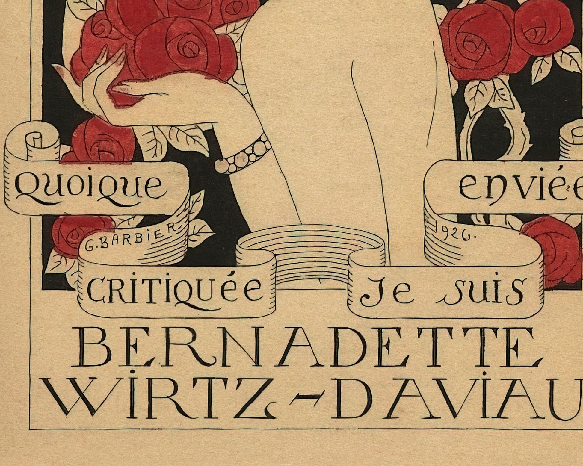George Barbier "Bernadette Wirtz - Daviau" (1926) Ex - Libris / Bookplate - Mabon Gallery