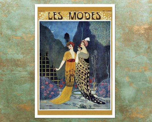 George Barbier "Les Modes Magazine Cover - April 1912" - Mabon Gallery