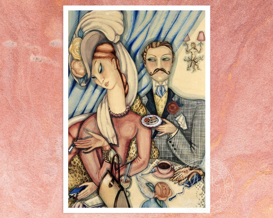 Gerda Wegener "Couple Au Café" (c.1925) - Mabon Gallery