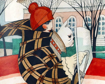 Gerda Wegener "Girl with a Pug in an Automobile" (c.1927) - Mabon Gallery