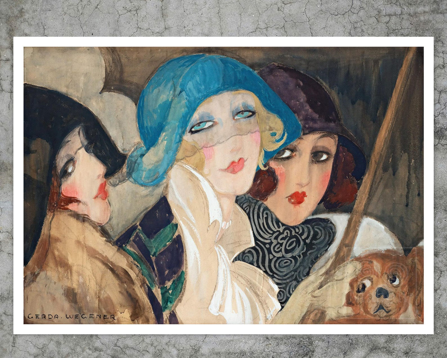 Gerda Wegener "Three Women Under an Umbrella" (c.1920) - Mabon Gallery