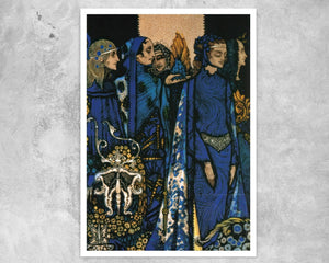 Harry Clarke "Etain, Helen, Maeve, Fand & Deirdre” (c.1917) Stained Glass Decoration for J.M Synge Poem "Queens" - Mabon Gallery