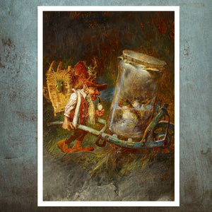 Heinrich Schlitt "Gnome with Frogs & Grasshoppers" (c.1893) - Mabon Gallery