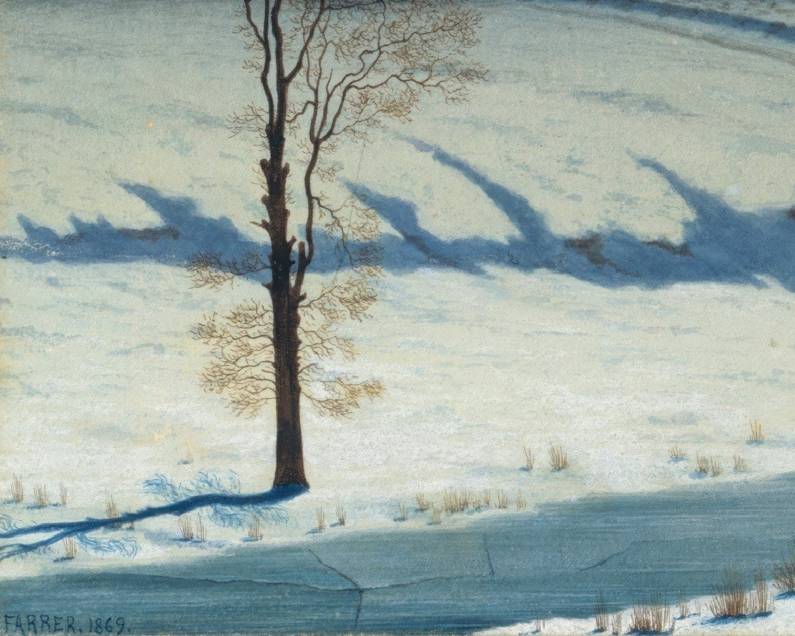 Henry Farrer “Winter Scene in Moonlight” (c.1869) - Mabon Gallery