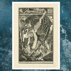 Henry Justice Ford "Beowulf battles with Grendels Mother" (c.1899) - Mabon Gallery