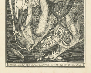 Henry Justice Ford "Beowulf battles with Grendels Mother" (c.1899) - Mabon Gallery