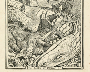 Henry Justice Ford "The Death of Beowulf" (c.1899) - Mabon Gallery