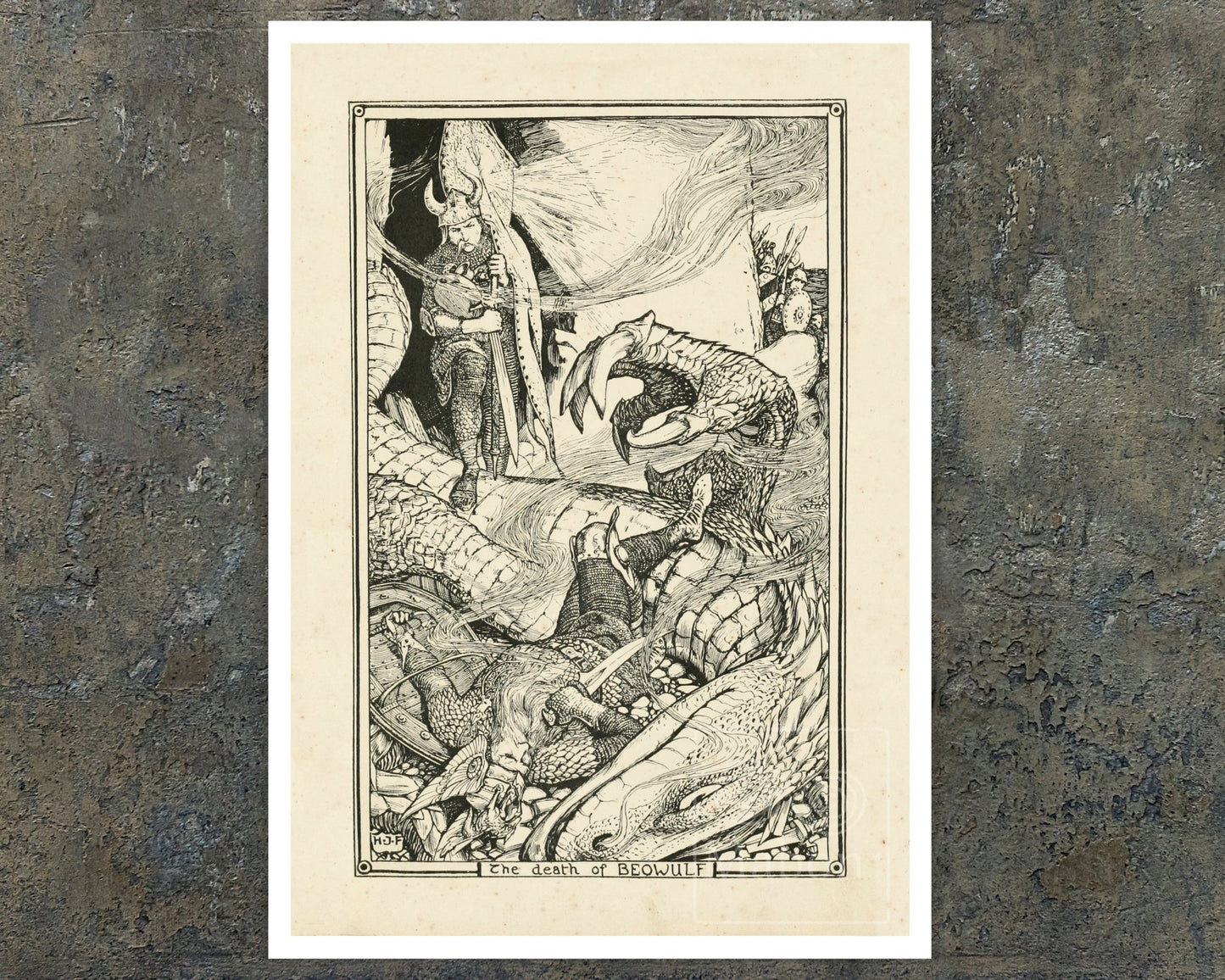 Henry Justice Ford "The Death of Beowulf" (c.1899) - Mabon Gallery