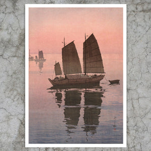 Hiroshi Yoshida “Sailboats, Evening” (c.1926) - Mabon Gallery