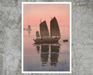 Hiroshi Yoshida “Sailboats, Evening” (c.1926) - Mabon Gallery