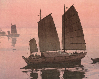Hiroshi Yoshida “Sailboats, Evening” (c.1926) - Mabon Gallery