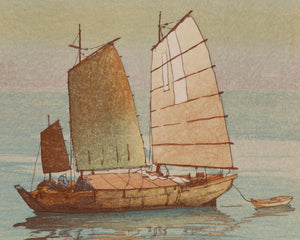 Hiroshi Yoshida “Sailboats, Evening Glow” (c.1926) - Mabon Gallery