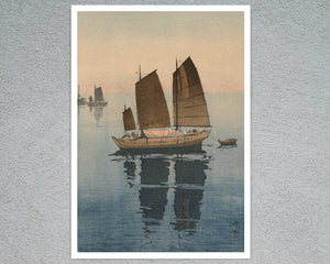 Hiroshi Yoshida “Sailboats, Forenoon” (c.1926) - Mabon Gallery
