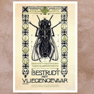 Huib Luns "Bestrijd het Vliegengevaar" (c.1915) Dutch Public Service Advertisement - Mabon Gallery