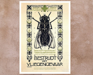 Huib Luns "Bestrijd het Vliegengevaar" (c.1915) Dutch Public Service Advertisement - Mabon Gallery
