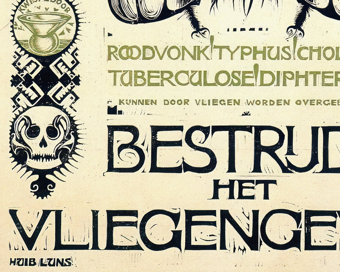 Huib Luns "Bestrijd het Vliegengevaar" (c.1915) Dutch Public Service Advertisement - Mabon Gallery