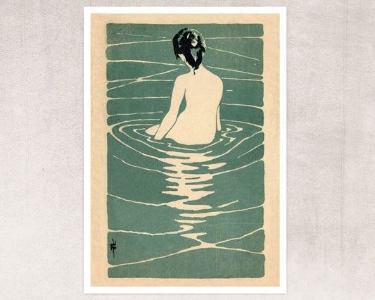 Ichijō Narumi "At the Hot Spring" (c.1906) Vintage Japanese Postcard - Mabon Gallery