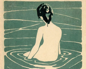 Ichijō Narumi "At the Hot Spring" (c.1906) Vintage Japanese Postcard - Mabon Gallery