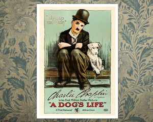Vintage Movie Poster "A Dog's Life" (c.1918) Charlie Chaplin