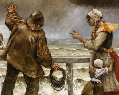 Norbert Goeneutte "Villagers On The Jetty During a Rainstorm" (c.1887)