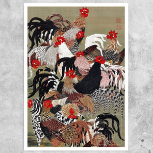 Itō Jakuchū "Fowls" (c.1761) - Mabon Gallery