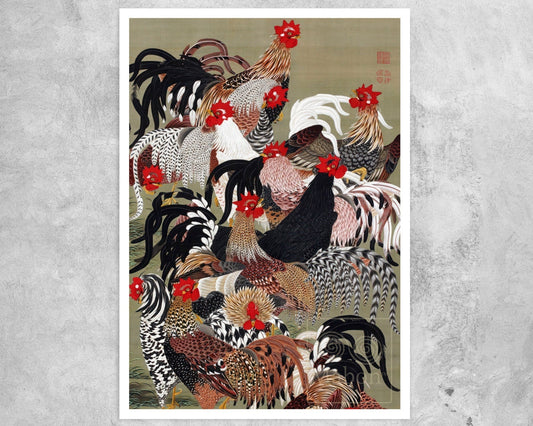 Itō Jakuchū "Fowls" (c.1761) - Mabon Gallery