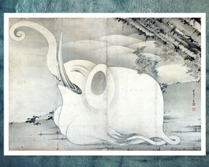 Itō Jakuchū "Whale & Elephant" (c.1796) Pair of Edo Period Screens - Mabon Gallery