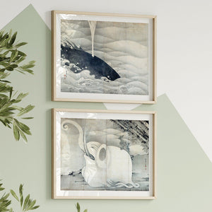 Itō Jakuchū "Whale & Elephant" (c.1796) Pair of Edo Period Screens - Mabon Gallery