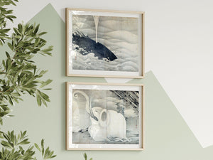 Itō Jakuchū "Whale & Elephant" (c.1796) Pair of Edo Period Screens - Mabon Gallery