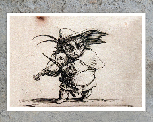 Jacques Callot "Dwarf with Violin" (c.1620) - Mabon Gallery