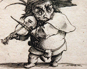Jacques Callot "Dwarf with Violin" (c.1620) - Mabon Gallery