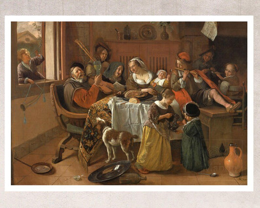 Jan Havickszoon Steen "The Merry Family" (c.1668) - Mabon Gallery