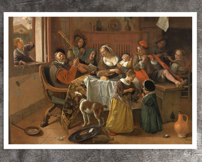 Jan Havickszoon Steen "The Merry Family" (c.1668) - Mabon Gallery