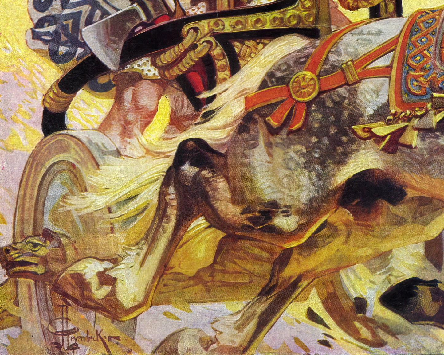 J.C Leyendecker "Cú Chulainn in Battle" (c.1911) - Mabon Gallery