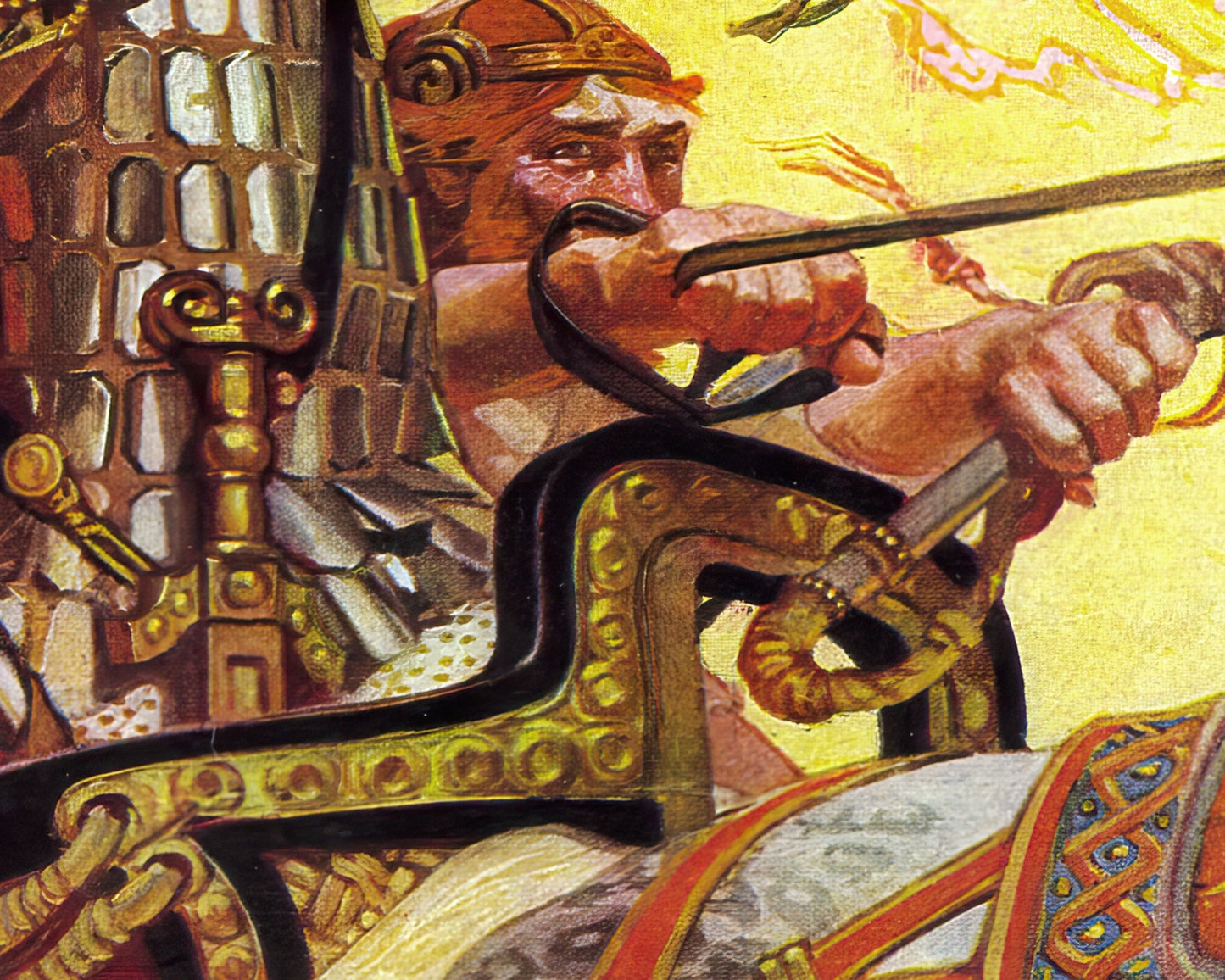 J.C Leyendecker "Cú Chulainn in Battle" (c.1911) - Mabon Gallery