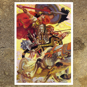 J.C Leyendecker "Cú Chulainn in Battle" (c.1911) - Mabon Gallery