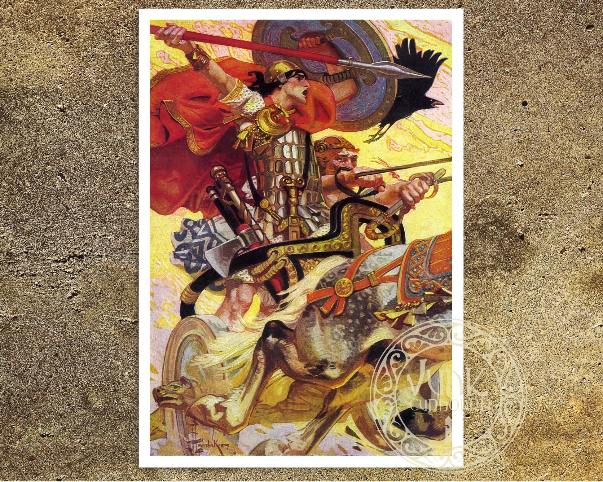 J.C Leyendecker "Cú Chulainn in Battle" (c.1911) - Mabon Gallery